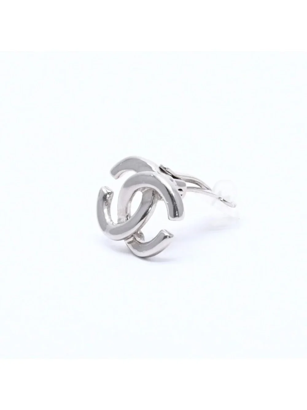 Chanel Earrings CC Logo 01 Silver Metal